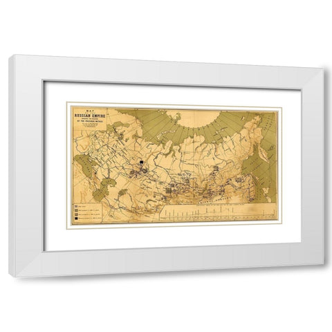 Precious Metals in Imperial Russia 1890 White Modern Wood Framed Art Print with Double Matting by Vintage Maps