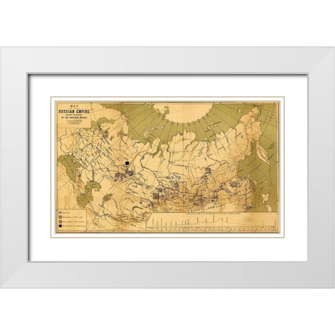 Precious Metals in Imperial Russia 1890 White Modern Wood Framed Art Print with Double Matting by Vintage Maps