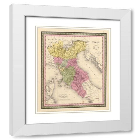 Italy 1849 White Modern Wood Framed Art Print with Double Matting by Vintage Maps