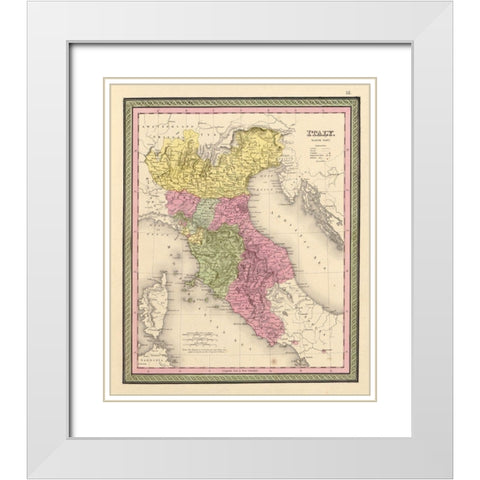 Italy 1849 White Modern Wood Framed Art Print with Double Matting by Vintage Maps