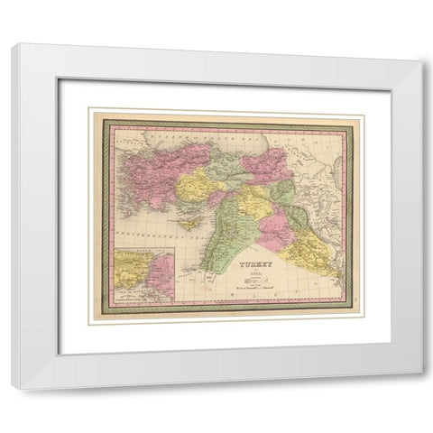 Turkey in Asia 1849 White Modern Wood Framed Art Print with Double Matting by Vintage Maps
