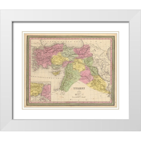 Turkey in Asia 1849 White Modern Wood Framed Art Print with Double Matting by Vintage Maps