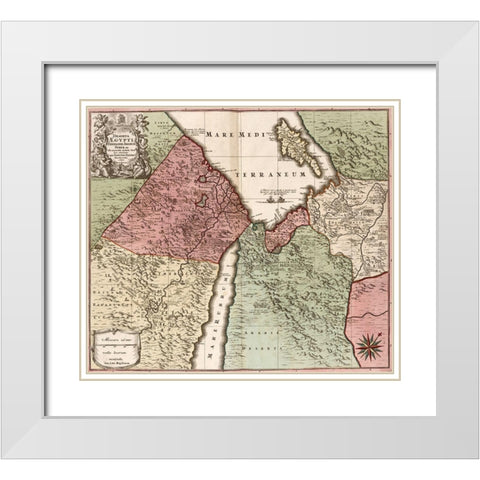 Egypt Syria and Arabia 1700 White Modern Wood Framed Art Print with Double Matting by Vintage Maps