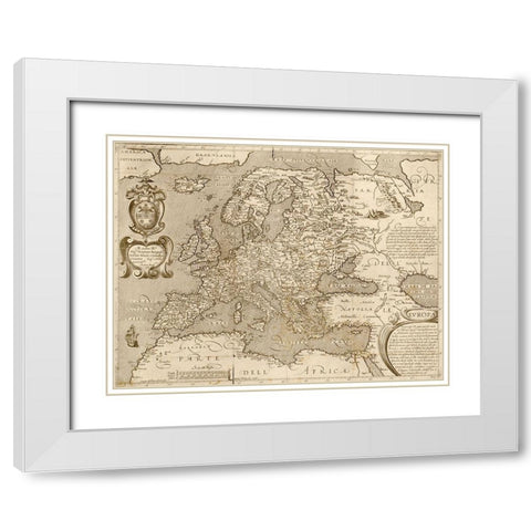 Europe White Modern Wood Framed Art Print with Double Matting by Vintage Maps