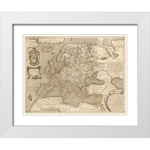 Europe White Modern Wood Framed Art Print with Double Matting by Vintage Maps