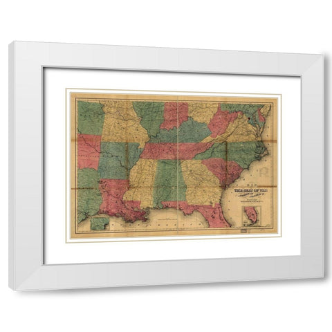 Seat of War 1865 White Modern Wood Framed Art Print with Double Matting by Vintage Maps