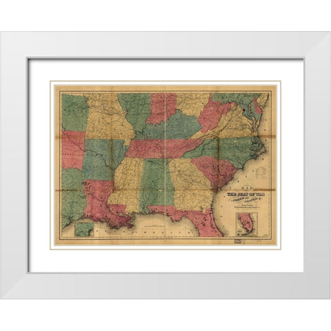Seat of War 1865 White Modern Wood Framed Art Print with Double Matting by Vintage Maps