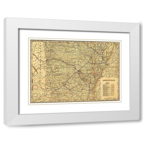 Arkansas 1895 White Modern Wood Framed Art Print with Double Matting by Vintage Maps