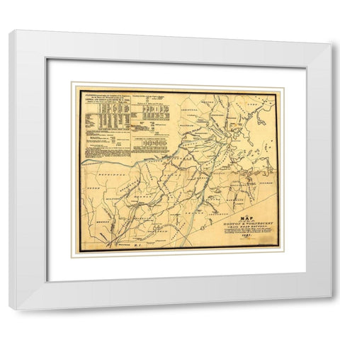 Boston and Woonsocket 1847 White Modern Wood Framed Art Print with Double Matting by Vintage Maps