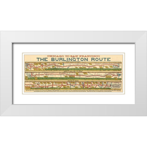 Chicago to San Francisco via the Burlington Route  White Modern Wood Framed Art Print with Double Matting by Vintage Maps