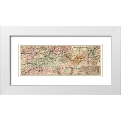 Chesapeake and Ohio Railroad 1873 White Modern Wood Framed Art Print with Double Matting by Vintage Maps