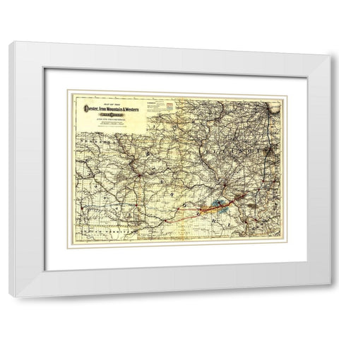 Chester Iron Mountain and Western Railroad 1881 White Modern Wood Framed Art Print with Double Matting by Vintage Maps