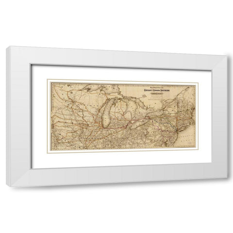Chicago and Canada Southern Railway 1872 White Modern Wood Framed Art Print with Double Matting by Vintage Maps