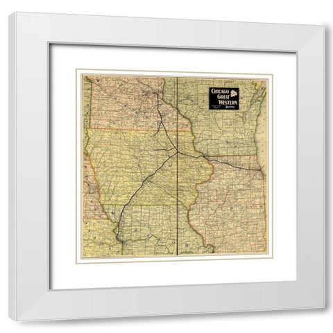 Chicago Great Western Railway Maple Leaf Route 1897 White Modern Wood Framed Art Print with Double Matting by Vintage Maps