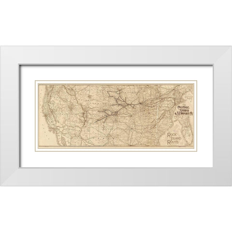 Chicago Kansas and Nebraska 1888 White Modern Wood Framed Art Print with Double Matting by Vintage Maps