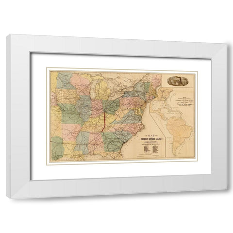 Cincinnati Southern Railway 1879 White Modern Wood Framed Art Print with Double Matting by Vintage Maps