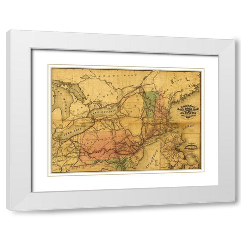 Eastern Railroad 1859 White Modern Wood Framed Art Print with Double Matting by Vintage Maps