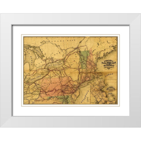 Eastern Railroad 1859 White Modern Wood Framed Art Print with Double Matting by Vintage Maps