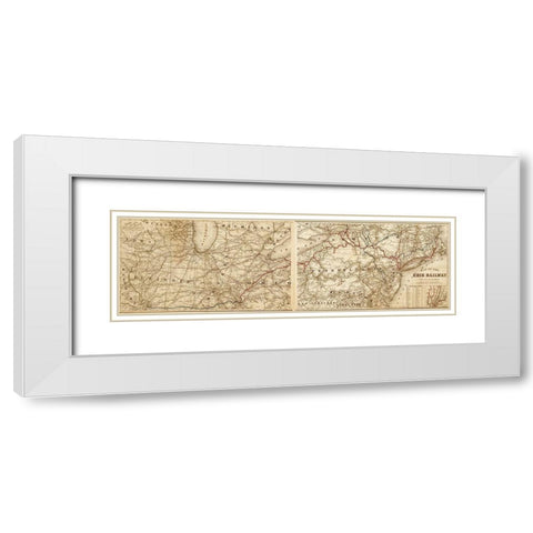 Erie Railway 1869 White Modern Wood Framed Art Print with Double Matting by Vintage Maps