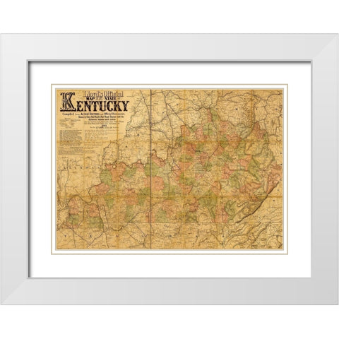 Kentucky 1862 White Modern Wood Framed Art Print with Double Matting by Vintage Maps