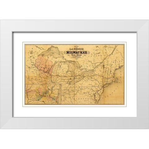 La Crosse and Milwaukee Rail Road 1855 White Modern Wood Framed Art Print with Double Matting by Vintage Maps
