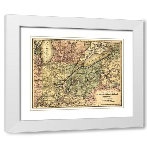 Lake Erie and Louisville Railway White Modern Wood Framed Art Print with Double Matting by Vintage Maps