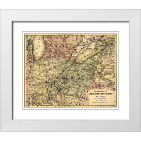 Lake Erie and Louisville Railway White Modern Wood Framed Art Print with Double Matting by Vintage Maps