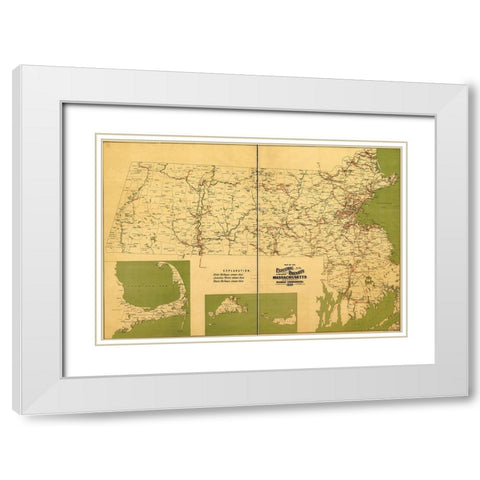 Massachusetts Electric Railways 1899 White Modern Wood Framed Art Print with Double Matting by Vintage Maps