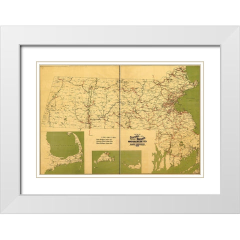 Massachusetts Electric Railways 1899 White Modern Wood Framed Art Print with Double Matting by Vintage Maps