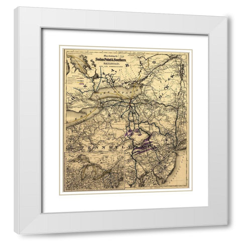 Sodus Point and Southern 1872 White Modern Wood Framed Art Print with Double Matting by Vintage Maps