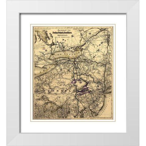 Sodus Point and Southern 1872 White Modern Wood Framed Art Print with Double Matting by Vintage Maps