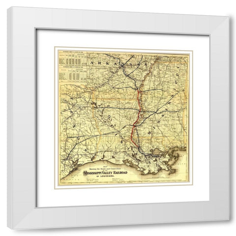Mississippi Valley Railroad of Louisiana 1872 White Modern Wood Framed Art Print with Double Matting by Vintage Maps