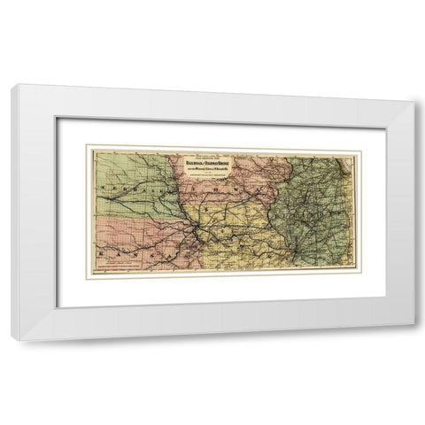 Missouri River at St Joseph 1872 White Modern Wood Framed Art Print with Double Matting by Vintage Maps