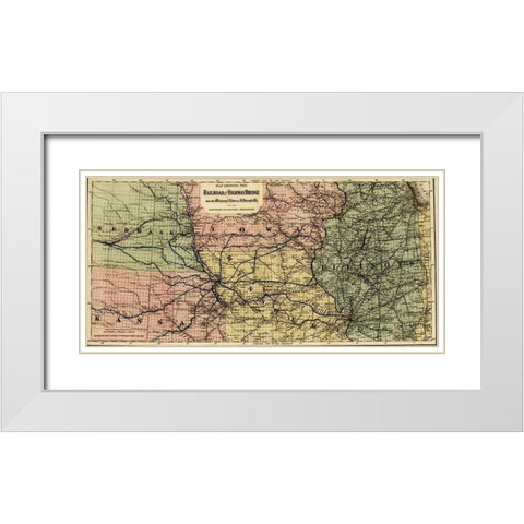 Missouri River at St Joseph 1872 White Modern Wood Framed Art Print with Double Matting by Vintage Maps