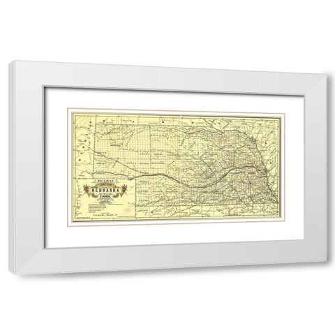 Nebraska 1889 White Modern Wood Framed Art Print with Double Matting by Vintage Maps