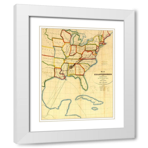 NE and SW Alabama Railroad 1850 White Modern Wood Framed Art Print with Double Matting by Vintage Maps