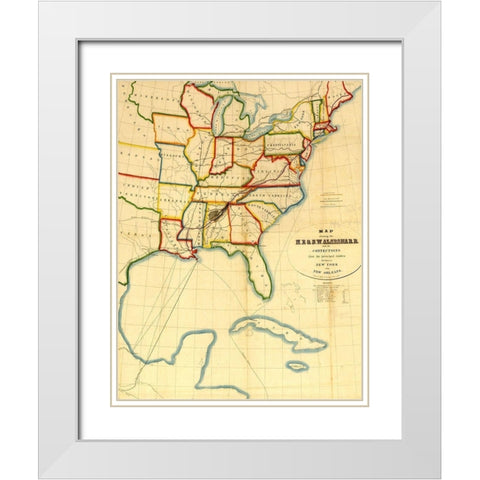 NE and SW Alabama Railroad 1850 White Modern Wood Framed Art Print with Double Matting by Vintage Maps