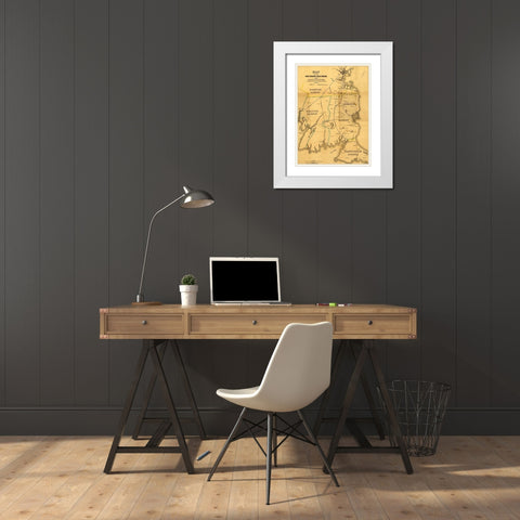 Old Colony Rail Road 1850 White Modern Wood Framed Art Print with Double Matting by Vintage Maps