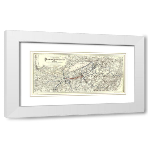 Pittsburgh Marion and Chicago 1887 White Modern Wood Framed Art Print with Double Matting by Vintage Maps