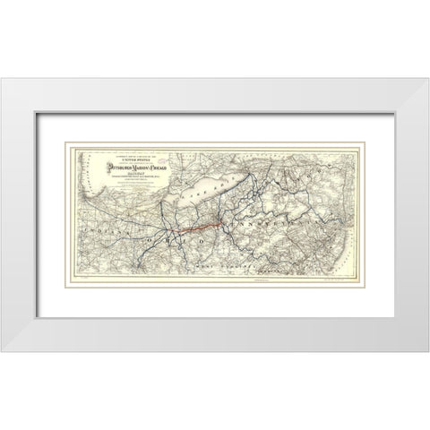 Pittsburgh Marion and Chicago 1887 White Modern Wood Framed Art Print with Double Matting by Vintage Maps