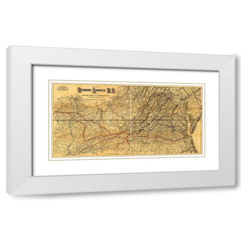 Richmond and Louisville Rail Road 1882 White Modern Wood Framed Art Print with Double Matting by Vintage Maps