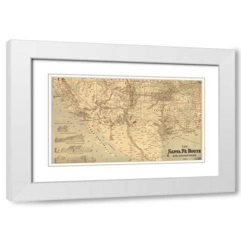 Atchison Topeka and Santa FÃ© Railroad  White Modern Wood Framed Art Print with Double Matting by Vintage Maps