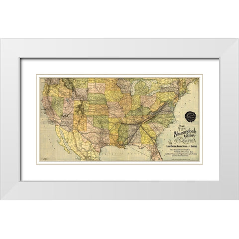 Shenandoah Valley 1890 White Modern Wood Framed Art Print with Double Matting by Vintage Maps