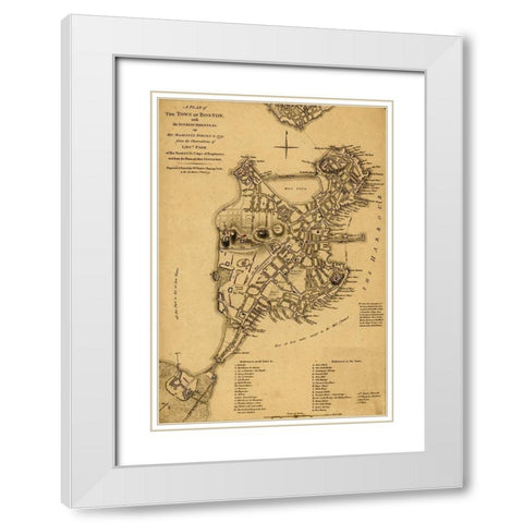 Boston in 1775 White Modern Wood Framed Art Print with Double Matting by Vintage Maps