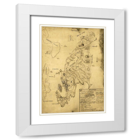 Rhode Island 1777 White Modern Wood Framed Art Print with Double Matting by Vintage Maps