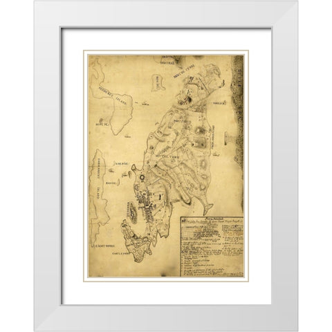 Rhode Island 1777 White Modern Wood Framed Art Print with Double Matting by Vintage Maps