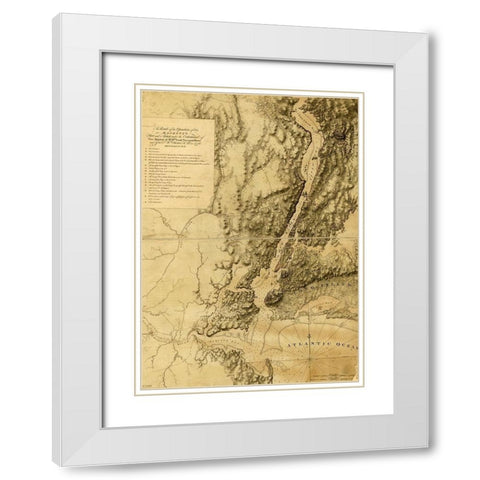 British fleet and army under Howes Command White Modern Wood Framed Art Print with Double Matting by Vintage Maps