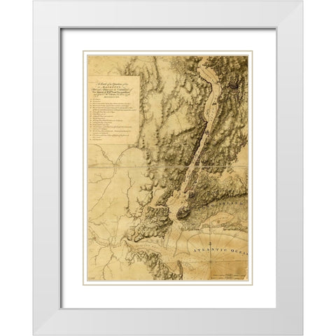 British fleet and army under Howes Command White Modern Wood Framed Art Print with Double Matting by Vintage Maps