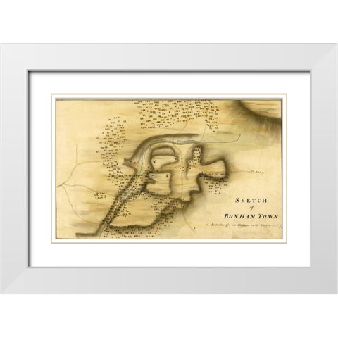 Bonham Town new Jersey 1777 White Modern Wood Framed Art Print with Double Matting by Vintage Maps