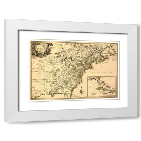 British Possessions at the Time of the War of Independence 1777 White Modern Wood Framed Art Print with Double Matting by Vintage Maps